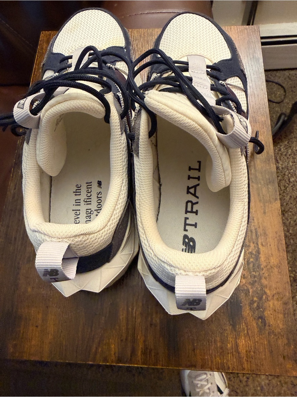 New Balance Cream and Navy Athletic Sneakers - Picture 3 of 4